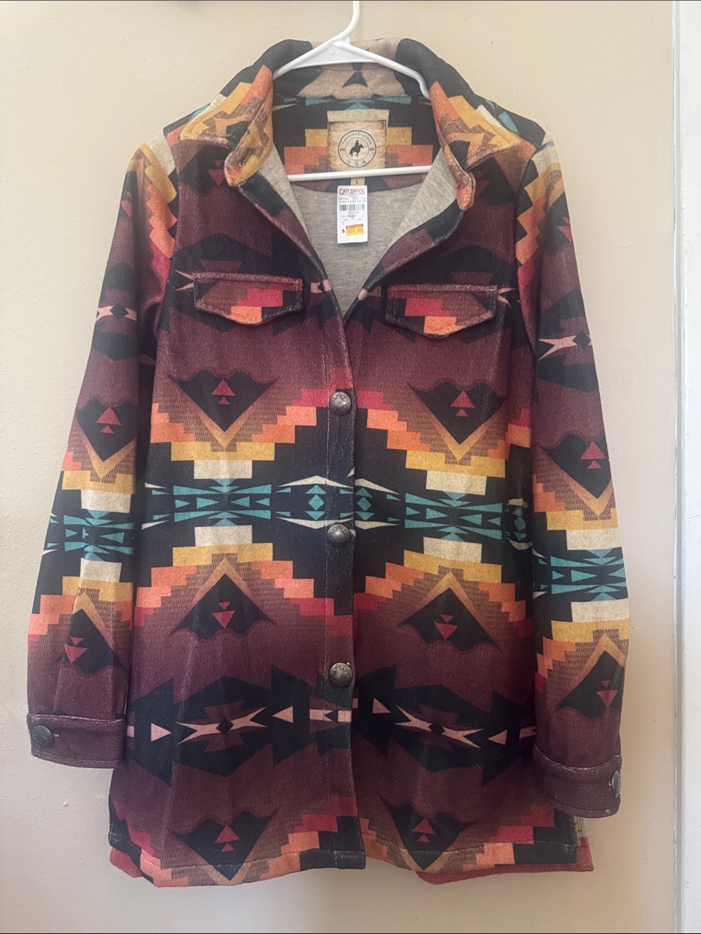 Southwestern Pattern Button-Up Coat Jacket - Multicolor